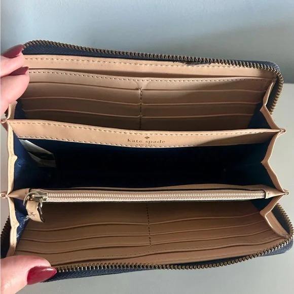 Kate Spade Navy Blue zip around Leather wallet - Picture 6 of 9